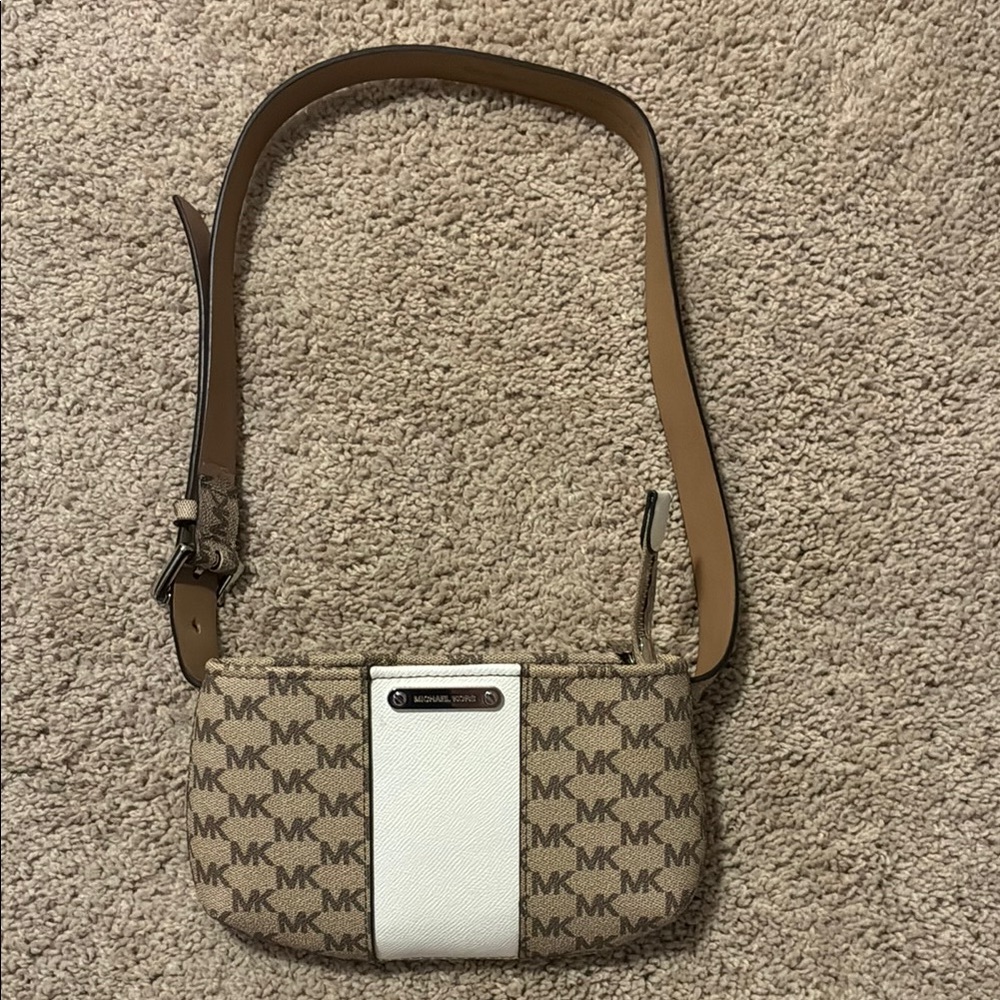 Michael Kors Tan and White Crossbody Bag